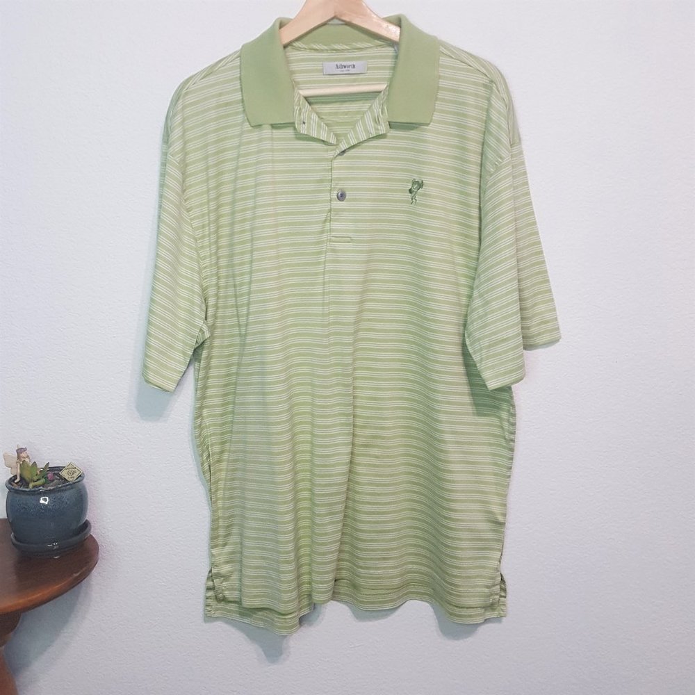 Ashworth Mens Golf Polo Striped Short Sleeve Shirt